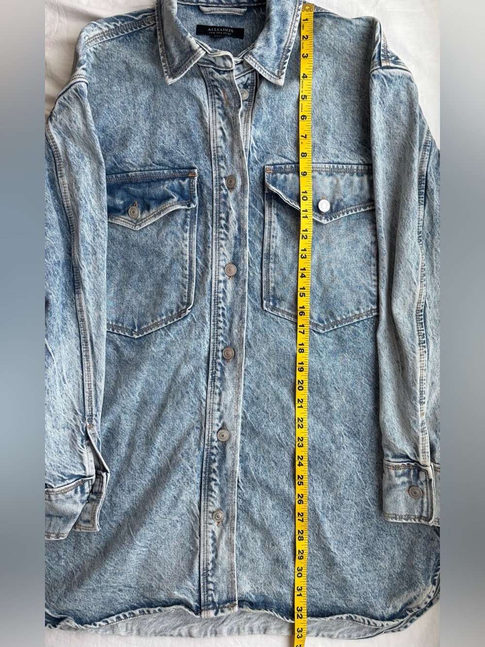 AllSaints Lily Shacket Dress Heavyweight Denim Button-Up Light Wash Women’s US 4 - Picture 15 of 15